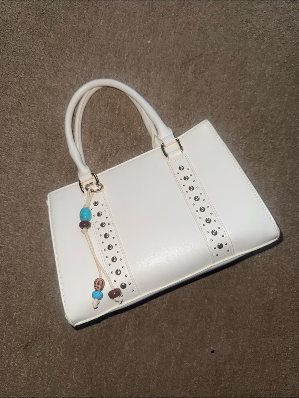 White Stud-Accent Women's Handbag